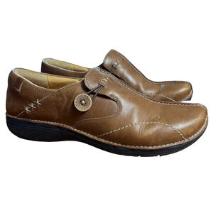 Clarks Unstructured Un Loop Tan Slip On Leather Loafers Comfort Shoes Flats 8 W